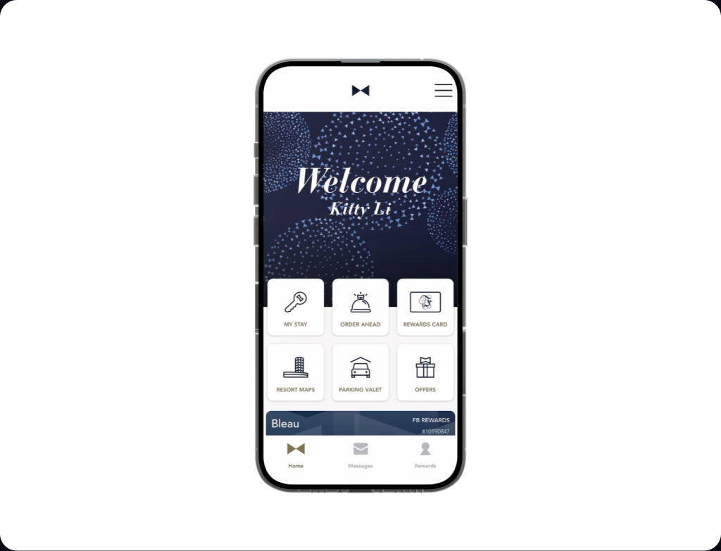 Digital reward card and membership QR code in the app.