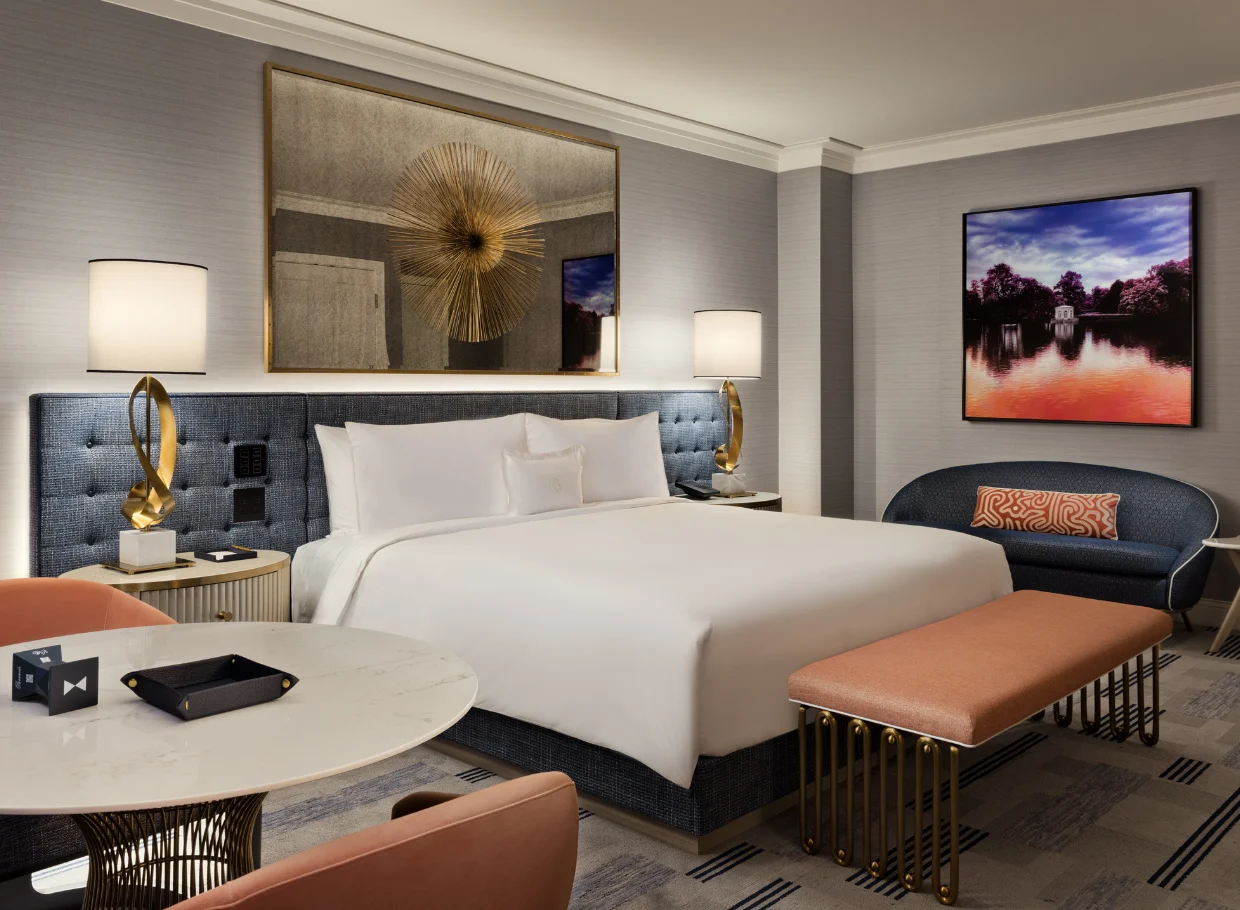 Hotel guest room interior.