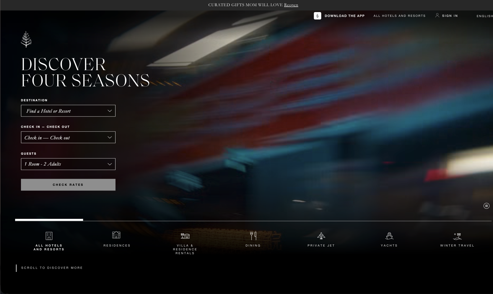 Four Seasons website screenshot.