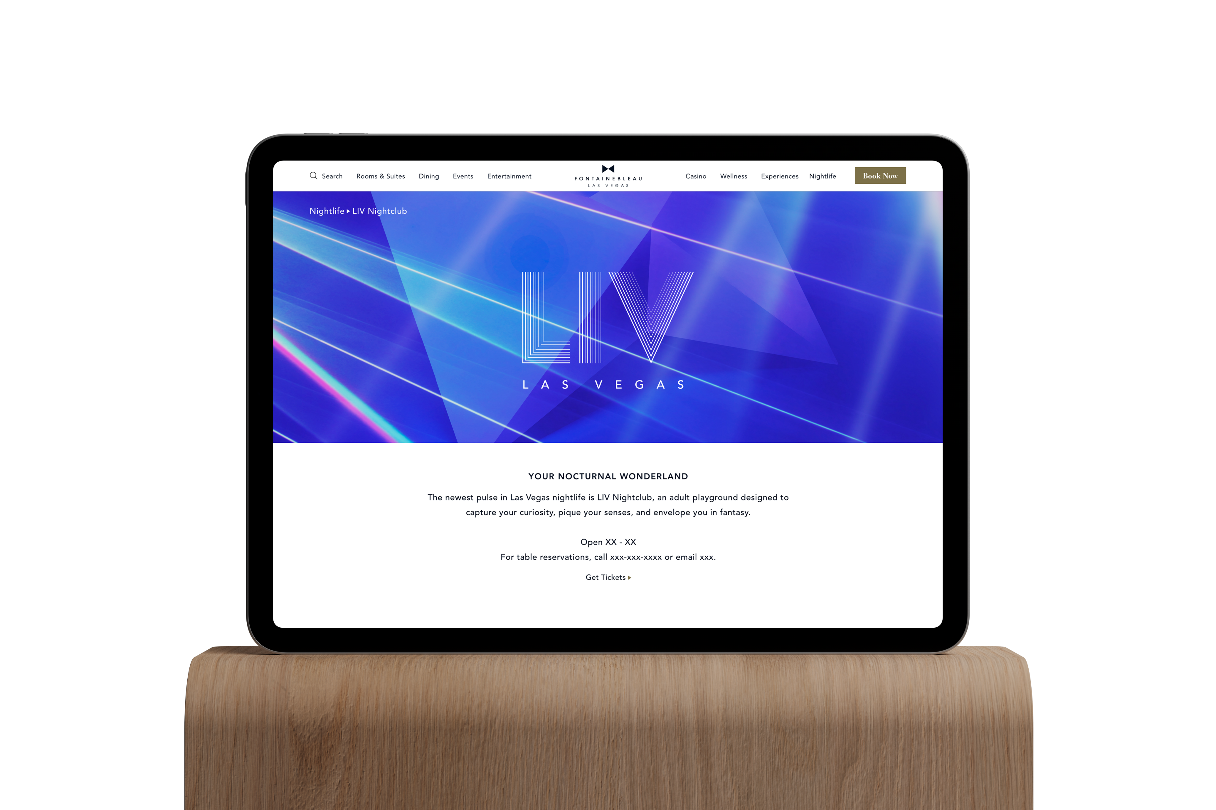Tablet presentation of the site.
