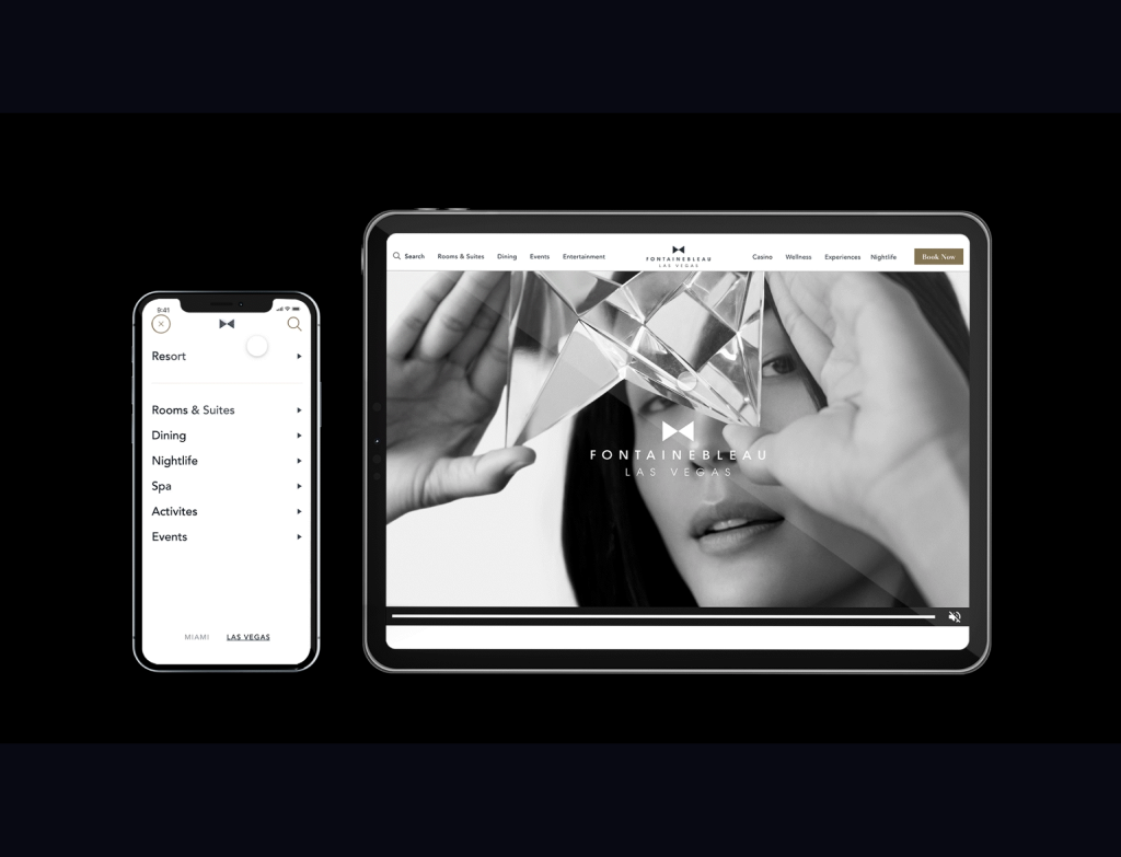 Global search in the site header for services and amenities.