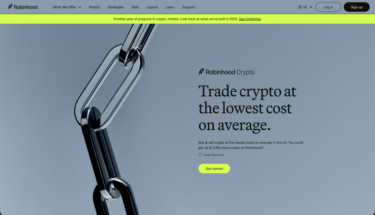 Robinhood homepage screenshot